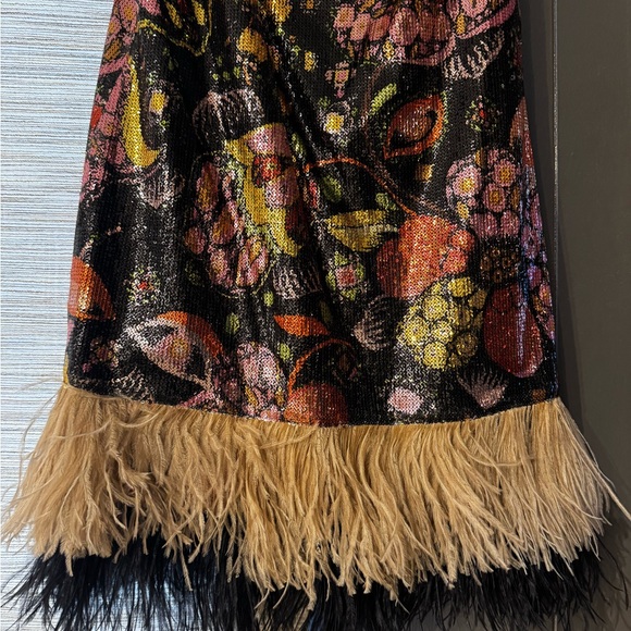 La Double J floral Sequin Dress with Feather Hem - Picture 3 of 8